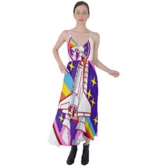 Pink Rainbow Rocket Tie Back Maxi Dress