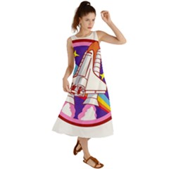 Pink Rainbow Rocket Summer Maxi Dress by Wegoenart