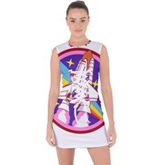 Pink Rainbow Rocket Lace Up Front Bodycon Dress