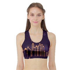 Skyscraper Town Urban Towers Sports Bra With Border by Wegoenart