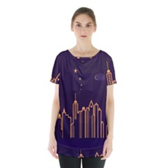 Skyscraper Town Urban Towers Skirt Hem Sports Top by Wegoenart