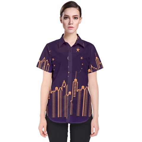 Skyscraper Town Urban Towers Women s Short Sleeve Shirt by Wegoenart