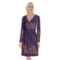 Skyscraper Town Urban Towers Long Sleeve Velvet Front Wrap Dress View1