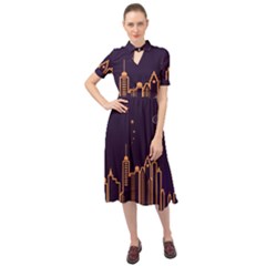 Skyscraper Town Urban Towers Keyhole Neckline Chiffon Dress by Wegoenart