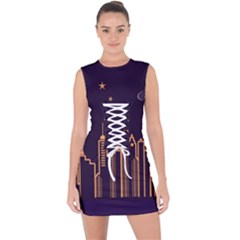 Skyscraper Town Urban Towers Lace Up Front Bodycon Dress