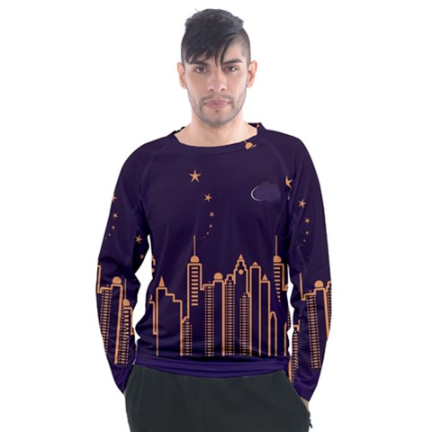 Skyscraper Town Urban Towers Men s Long Sleeve Raglan Tee by Wegoenart