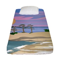 Vacation Island Sunset Sunrise Fitted Sheet (single Size) by Wegoenart