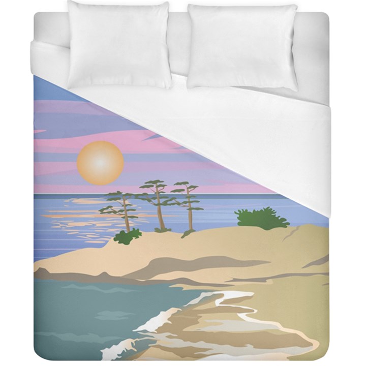 Vacation Island Sunset Sunrise Duvet Cover (California King Size)