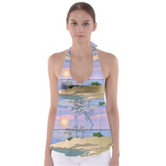 Vacation Island Sunset Sunrise Babydoll Tankini Top by Wegoenart