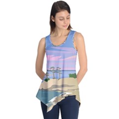 Vacation Island Sunset Sunrise Sleeveless Tunic by Wegoenart