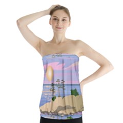 Vacation Island Sunset Sunrise Strapless Top by Wegoenart