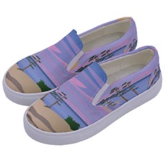 Vacation Island Sunset Sunrise Kids  Canvas Slip Ons by Wegoenart