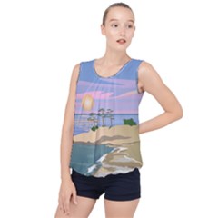 Vacation Island Sunset Sunrise Bubble Hem Chiffon Tank Top by Wegoenart