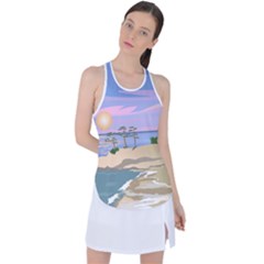 Vacation Island Sunset Sunrise Racer Back Mesh Tank Top