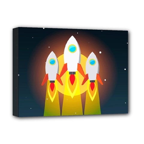 Rocket Take Off Missiles Cosmos Deluxe Canvas 16  X 12  (stretched)  by Wegoenart