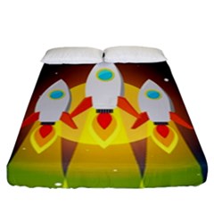 Rocket Take Off Missiles Cosmos Fitted Sheet (california King Size) by Wegoenart