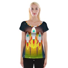 Rocket Take Off Missiles Cosmos Cap Sleeve Top by Wegoenart