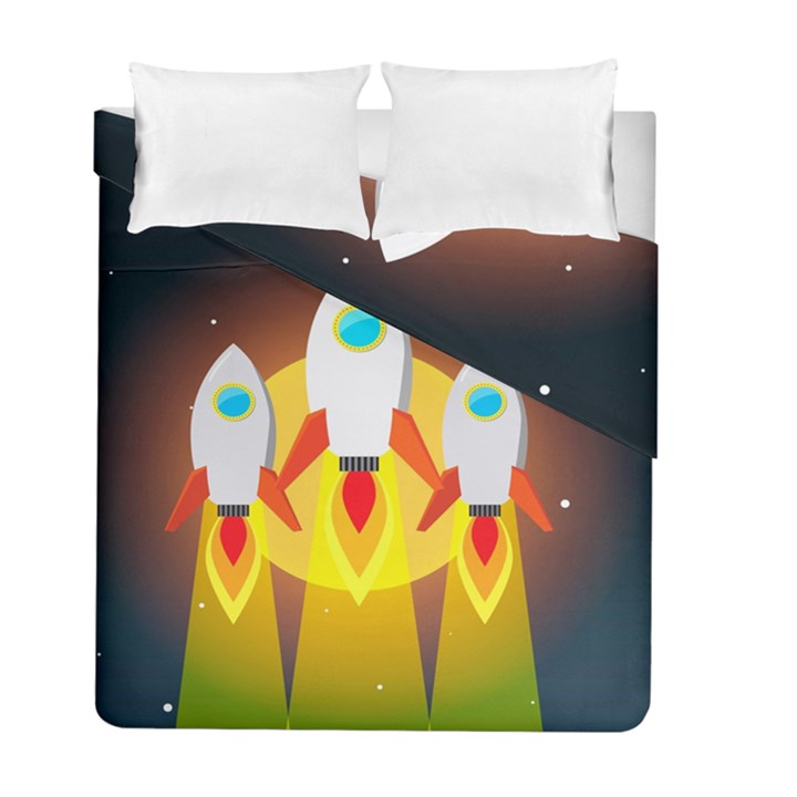 Rocket Take Off Missiles Cosmos Duvet Cover Double Side (Full/ Double Size)