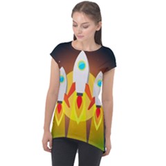 Rocket Take Off Missiles Cosmos Cap Sleeve High Low Top by Wegoenart