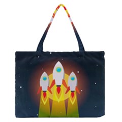 Rocket Take Off Missiles Cosmos Zipper Medium Tote Bag by Wegoenart