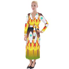 Rocket Take Off Missiles Cosmos Velvet Maxi Wrap Dress by Wegoenart