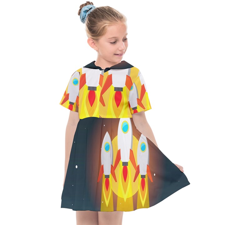 Rocket Take Off Missiles Cosmos Kids  Sailor Dress