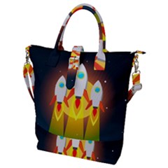 Rocket Take Off Missiles Cosmos Buckle Top Tote Bag by Wegoenart