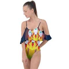 Rocket Take Off Missiles Cosmos Drape Piece Swimsuit