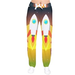 Rocket Take Off Missiles Cosmos Women Velvet Drawstring Pants