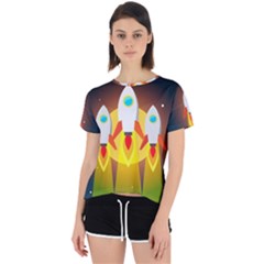 Rocket Take Off Missiles Cosmos Open Back Sport Tee