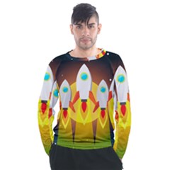 Rocket Take Off Missiles Cosmos Men s Long Sleeve Raglan Tee