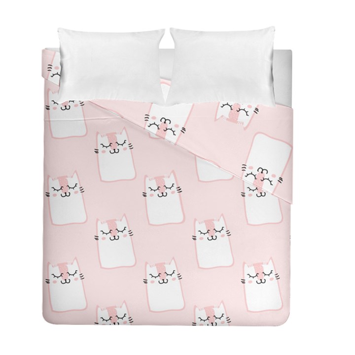 Pattern Pink Cute Sweet Fur Cats Duvet Cover Double Side (Full/ Double Size)