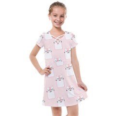 Pattern Pink Cute Sweet Fur Cats Kids  Cross Web Dress by Wegoenart