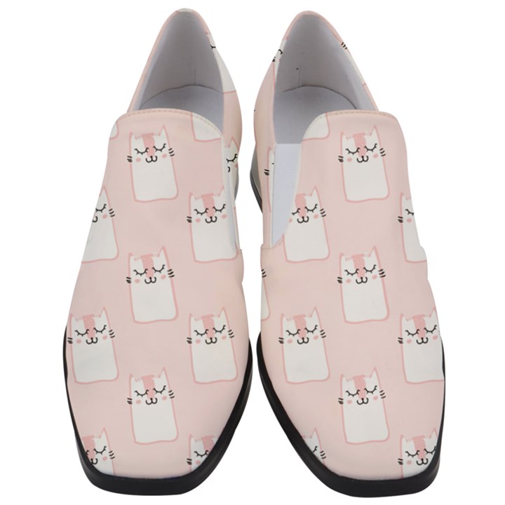 Pattern Pink Cute Sweet Fur Cats Women Slip On Heel Loafers