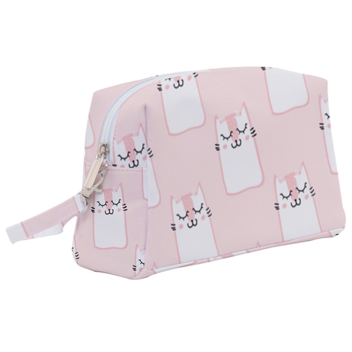 Pattern Pink Cute Sweet Fur Cats Wristlet Pouch Bag (Large)