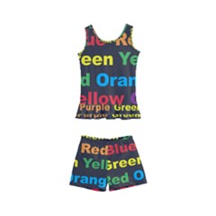 Red Yellow Blue Green Purple Kids  Boyleg Swimsuit by Wegoenart