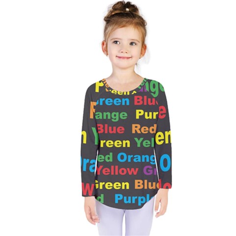 Red Yellow Blue Green Purple Kids  Long Sleeve Tee by Wegoenart