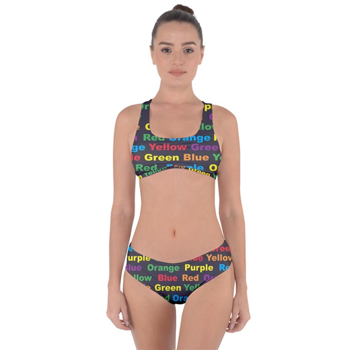 Red Yellow Blue Green Purple Criss Cross Bikini Set