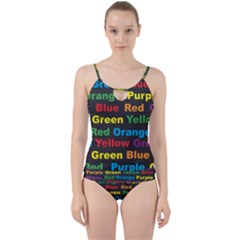 Red Yellow Blue Green Purple Cut Out Top Tankini Set by Wegoenart