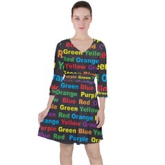 Red Yellow Blue Green Purple Ruffle Dress by Wegoenart