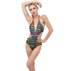 Red Yellow Blue Green Purple Plunging Cut Out Swimsuit by Wegoenart