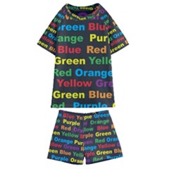 Red Yellow Blue Green Purple Kids  Swim Tee And Shorts Set by Wegoenart