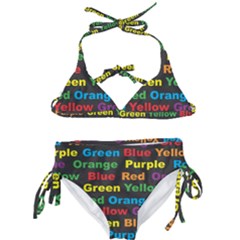 Red Yellow Blue Green Purple Kids  Classic Bikini Set by Wegoenart