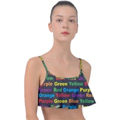 Red Yellow Blue Green Purple Frill Bikini Top by Wegoenart