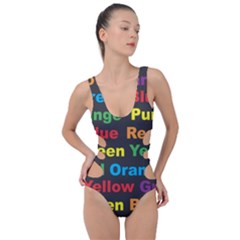 Red Yellow Blue Green Purple Side Cut Out Swimsuit by Wegoenart