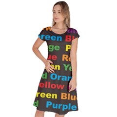 Red Yellow Blue Green Purple Classic Short Sleeve Dress