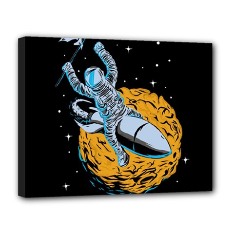 Astronaut Planet Space Science Canvas 14  X 11  (stretched) by Wegoenart