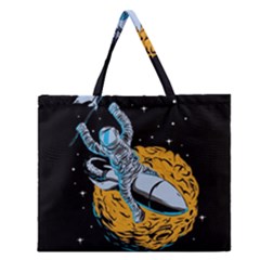 Astronaut Planet Space Science Zipper Large Tote Bag by Wegoenart