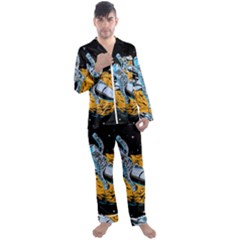 Astronaut Planet Space Science Men s Satin Pajamas Long Pants Set by Wegoenart