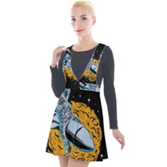 Astronaut Planet Space Science Plunge Pinafore Velour Dress by Wegoenart